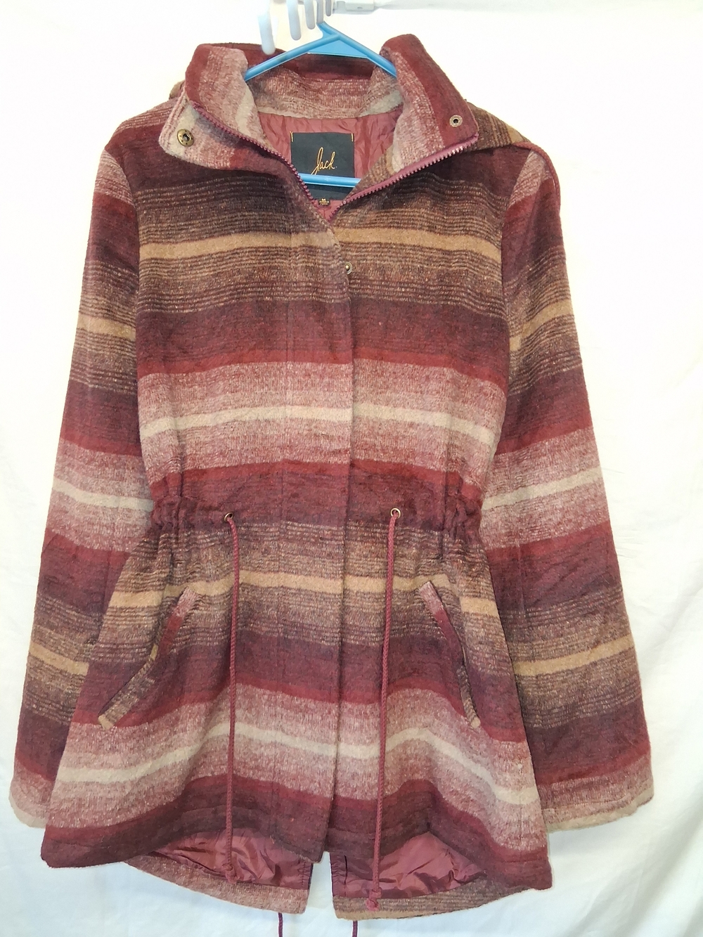 Jack by BB Dakota Striped Utility Jacket in Burgundy and Tan